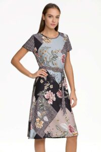 VISCOSE DRESS PRINTED SHORT SLEEVE WITH LEAVES DESIGN - Image 2