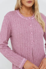 ΓΥΝΑΙΚΕΙΟ ΝΥΧΤΙΚΟ ΣΕ ΜΟΝΟΧΡΩΜΟ ΝΤΕΣΕΝ ΜΕ ΚΟΝΤΟ ΜΑΝΙΚΙ - Image 2