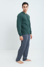 ΑΝΔΡΙΚΗ ΠΥΤΖΑΜΑ ΜΟΝΟΧΡΩΜΟ ΜΕ ΚΑΡΟ ΠΑΝΤΕΛΟΝΙ - Image 5