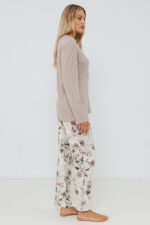 ΓΥΝΑΙΚΕΙΑ ΠΥΤΖΑΜΑ ΜΟΝΟΧΡΩΜΗ ΜΕ ΚΟΥΜΠΙΑ ΚΑΙ ΦΛΟΡΑΛ ΠΑΝΤΕΛΟΝΙ - Image 4