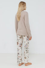 ΓΥΝΑΙΚΕΙΑ ΠΥΤΖΑΜΑ ΜΟΝΟΧΡΩΜΗ ΜΕ ΚΟΥΜΠΙΑ ΚΑΙ ΦΛΟΡΑΛ ΠΑΝΤΕΛΟΝΙ - Image 5