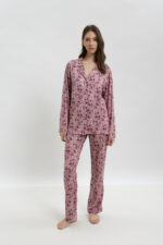 ΓΥΝΑΙΚΕΙΟ ΣΕΤ ΠΥΤΖΑΜΑΣ ME FLORAL PRINT ΚΑΙ ΚΟΥΜΠΙΑ