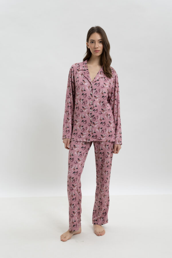 ΓΥΝΑΙΚΕΙΟ ΣΕΤ ΠΥΤΖΑΜΑΣ ME FLORAL PRINT ΚΑΙ ΚΟΥΜΠΙΑ