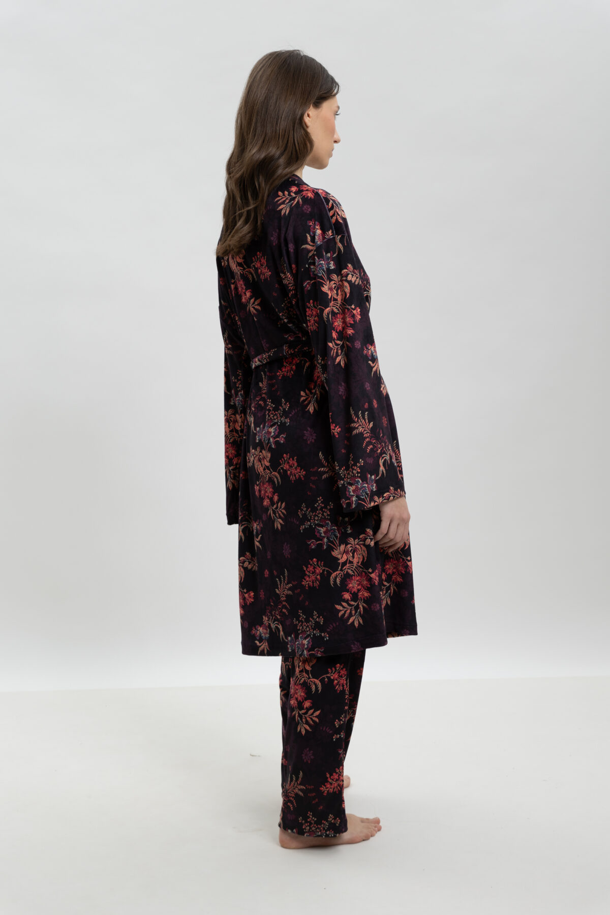 ΓΥΝΑΙΚΕΙΑ ΒΕΛΟΥΤΕ ΡΟΜΠΑ ΜΕ FLORAL PRINT ΜΕ ΖΩΝΗ - Image 2