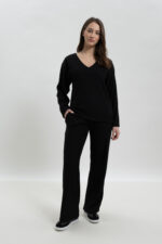 ΓΥΝΑΙΚΕΙΟ ΣΕΤ ΦΟΡΜΑΣ ΡΙΒΕ ΠΛΕΚΤΟ ΜΕ V ΛΑΙΜΟΚΟΨΗ ΚΑΙ ΠΑΝΤΕΛΟΝΑ - Image 2